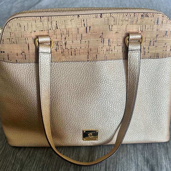 Ralph Lauren Gold and Cork Print Bag - Picture 1 of 8